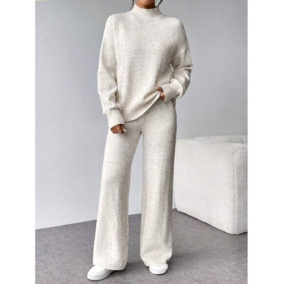 Loose Knit Sweater And High Waist Pants - Picture 4 of 7